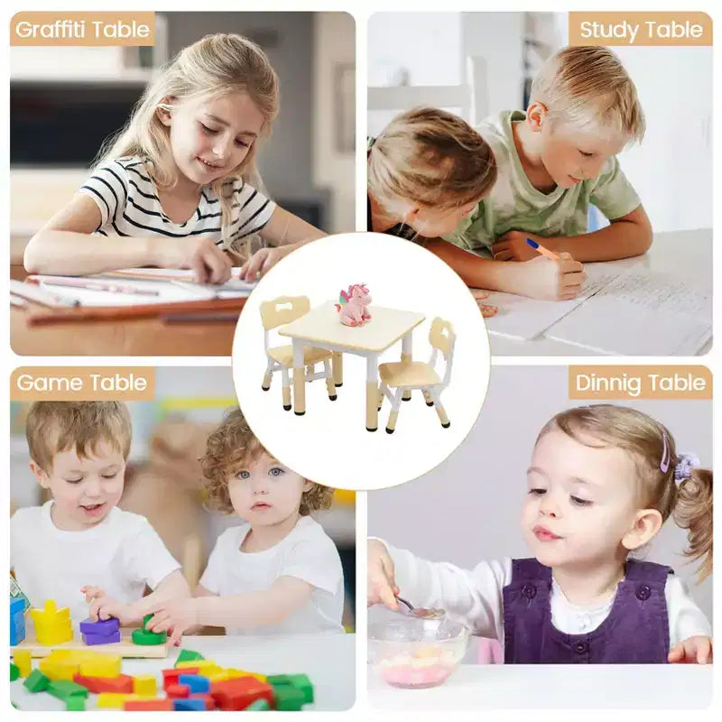 Ensemble table et 2 chaises pour enfants, ensemble table et chaises pour tout-petits réglables en hauteur, bureau graffiti, table multi-activités pour enfants pour 2