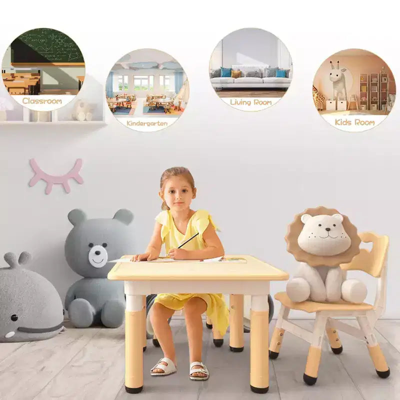 Ensemble table et 2 chaises pour enfants, ensemble table et chaises pour tout-petits réglables en hauteur, bureau graffiti, table multi-activités pour enfants pour 2