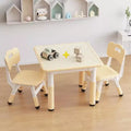 Kids Table and 2 Chairs Set, Height Adjustable Toddler Table and Chair Set, Graffiti Desktop, Children Multi-Activity Table for 2