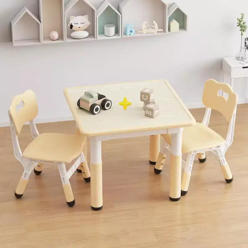 Kids Table and 2 Chairs Set, Height Adjustable Toddler Table and Chair Set, Graffiti Desktop, Children Multi-Activity Table for 2