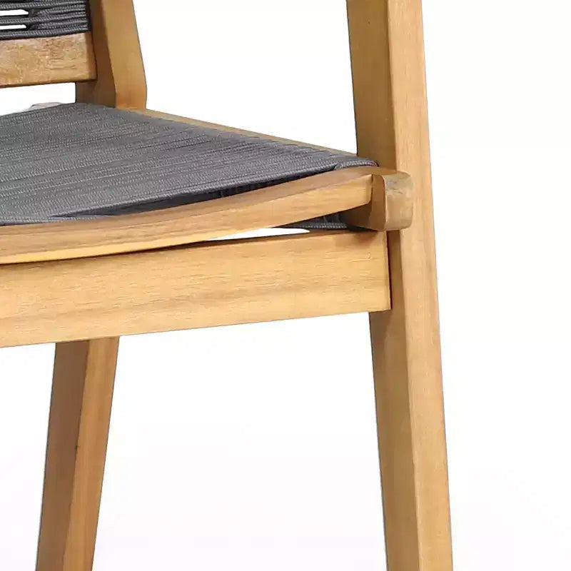 GDFStudio Specter Ensemble de salle à manger 5 pièces en bois d'acacia et corde d'extérieur, teck/gris foncé