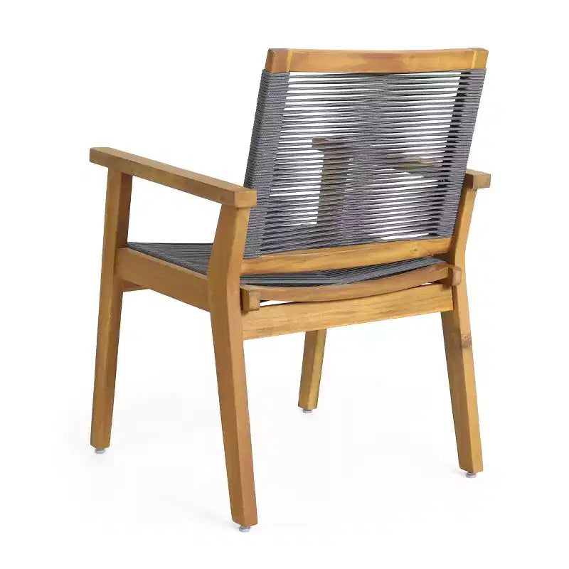 GDFStudio Specter Ensemble de salle à manger 5 pièces en bois d'acacia et corde d'extérieur, teck/gris foncé