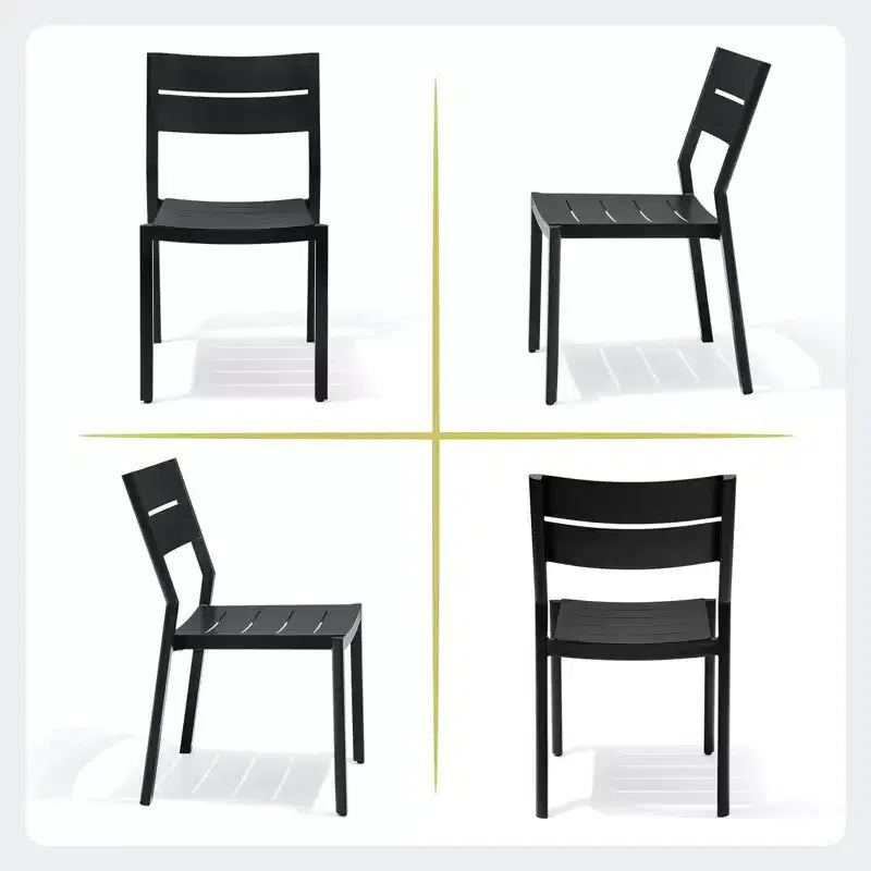 Crestlive Products Ensemble de salle à manger de patio en aluminium 7 pièces Table de 210 cm et 6 chaises Plateau de table en aluminium noir pour extérieur piscine pelouse