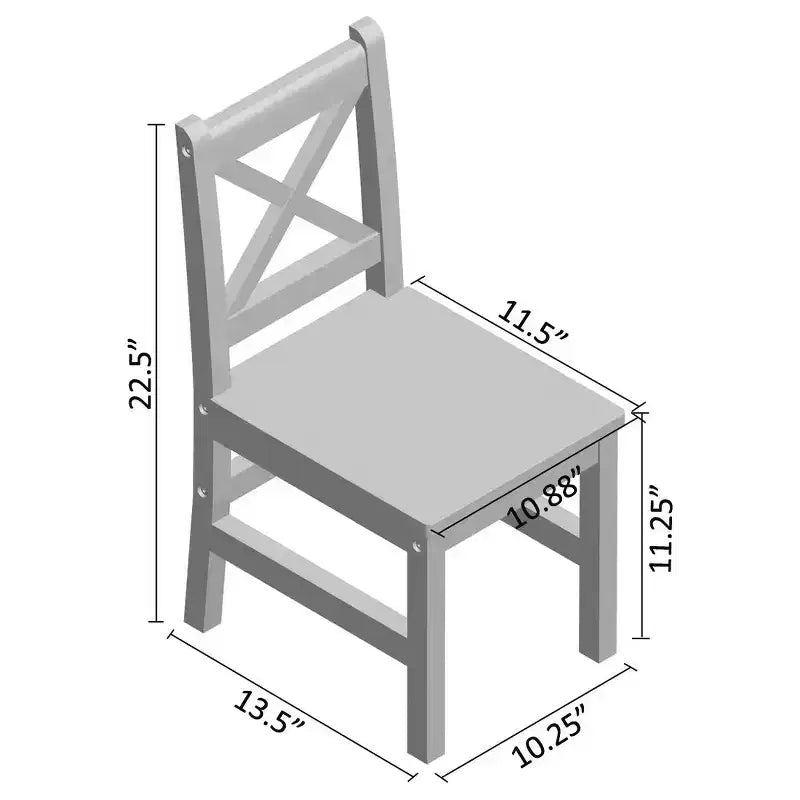 eHemco Table et Chaises X-Back pour Enfants en Bois Massif, Lot de 3 Pièces
