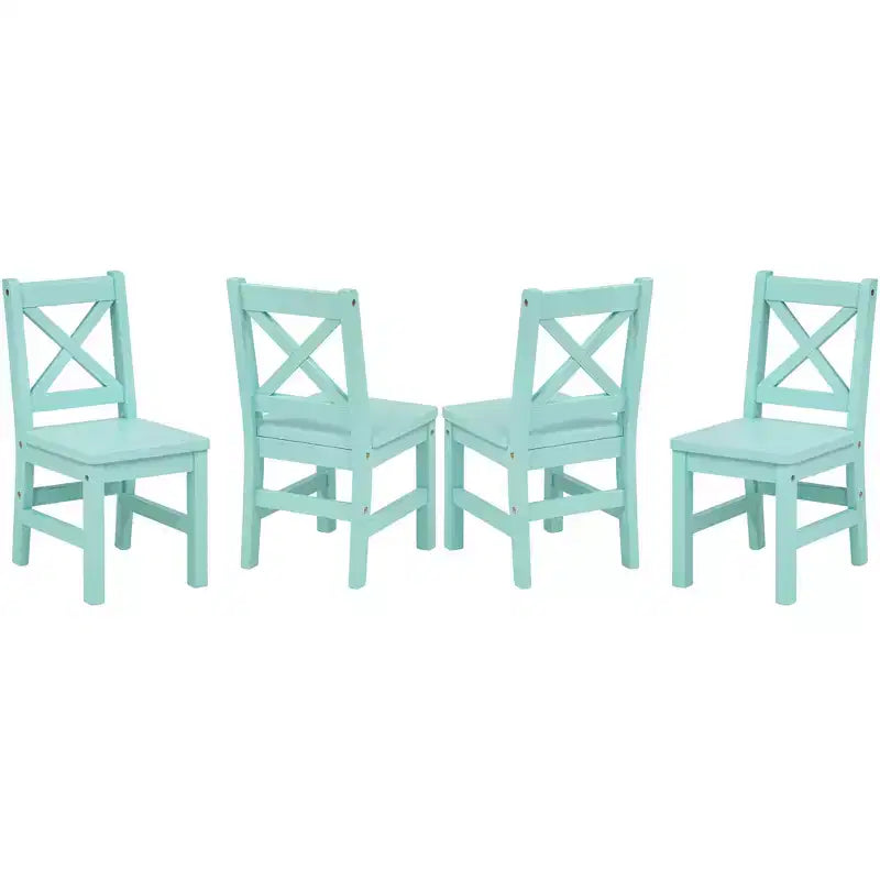 Ensemble table et chaises eHemco en bois massif pour enfants (4 chaises incluses), ensemble de 5 pièces