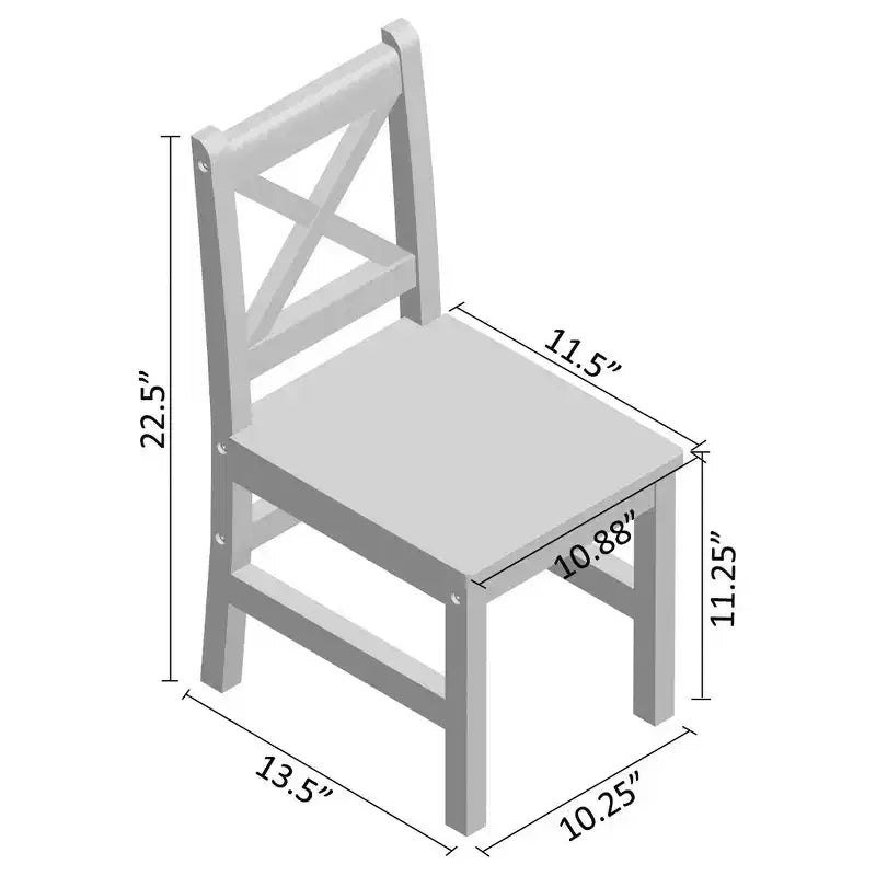 Ensemble table et chaises eHemco en bois massif pour enfants (4 chaises incluses), ensemble de 5 pièces