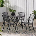 Christopher Knight Home Hallandale Outdoor Cast Aluminum 5 Piece Dining Set, Antique Matte Black