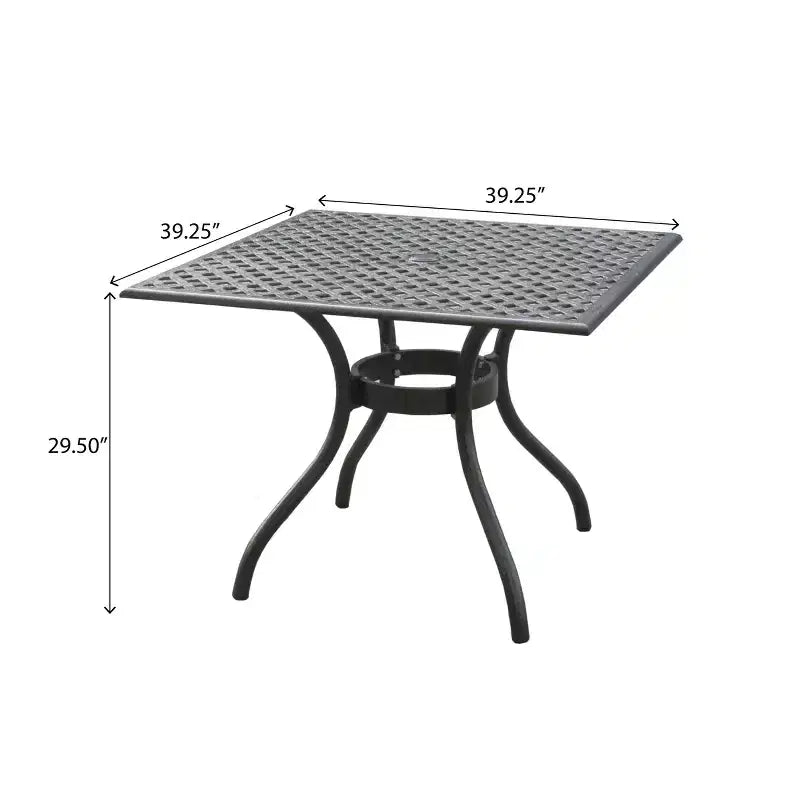 Christopher Knight Home Hallandale, ensemble de salle à manger d'extérieur 5 pièces en fonte d'aluminium, noir mat antique