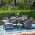Christopher Knight Home Albury Outdoor Acacia Wood and Wicker 5 Piece Dining Set with Cushion