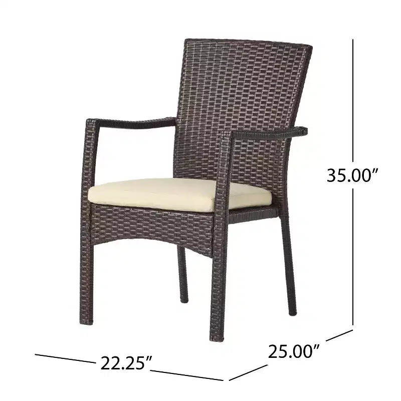 Christopher Knight Home Haley Ensemble de salle à manger 5 pièces en bois d'acacia et osier avec coussin