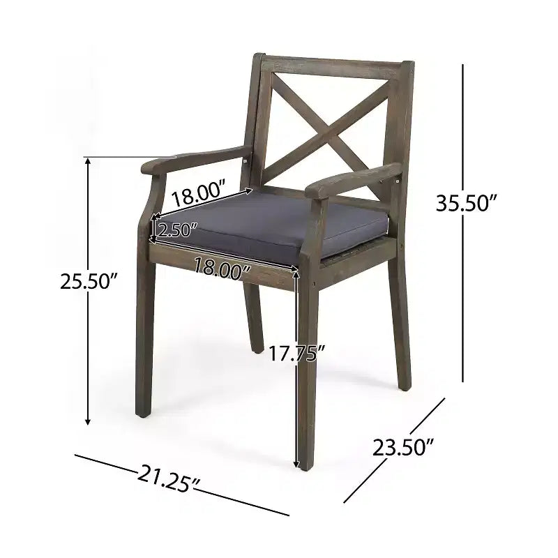 Christopher Knight Home Llano Ensemble de salle à manger 5 pièces en bois d'acacia d'extérieur avec coussin résistant à l'eau
