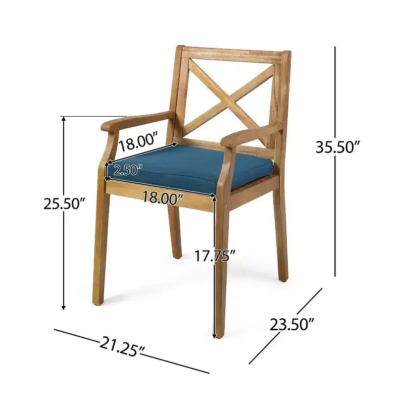 Christopher Knight Home Llano Ensemble de salle à manger 5 pièces en bois d'acacia d'extérieur avec coussin résistant à l'eau