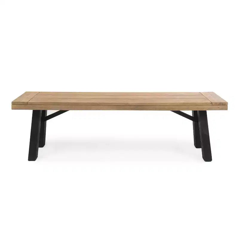 GDFStudio Bruna Ensemble de salle à manger d'extérieur 6 pièces en osier et bois d'acacia avec banc, gris brossé/marron multicolore