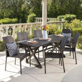 Christopher Knight Home Harbor Outdoor Wicker and Aluminum 7 Piece Dining Set, Multibrown/Brown