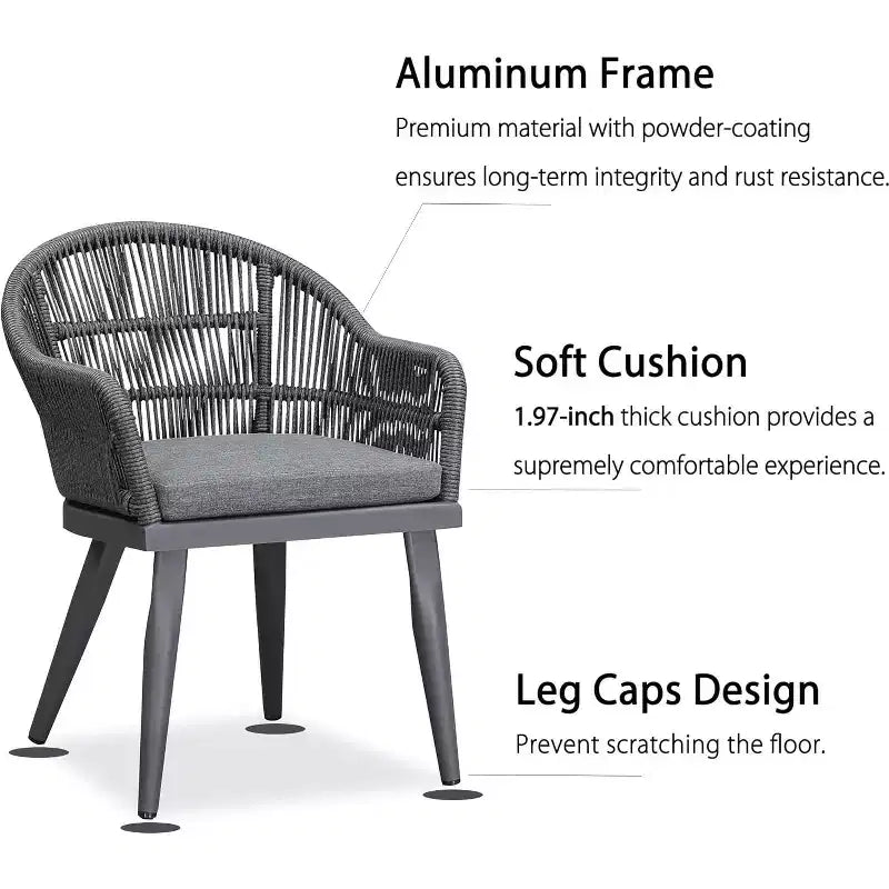 PURPLE LEAF Ensemble de salle à manger de patio avec table de salle à manger extérieure en aluminium et chaises en rotin tressé Ensemble de meubles modernes pour jardin, cour, décoration intérieure