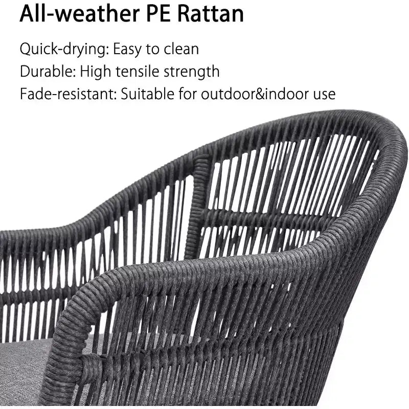 PURPLE LEAF Ensemble de salle à manger de patio avec table de salle à manger extérieure en aluminium et chaises en rotin tressé Ensemble de meubles modernes pour jardin, cour, décoration intérieure