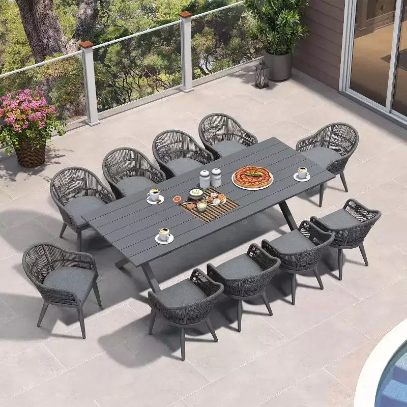 PURPLE LEAF Patio Dining Set with Outdoor Aluminium Dining Table and Woven Rattan Chairs Modern Furniture Set for Garden Yard Indoor Decor