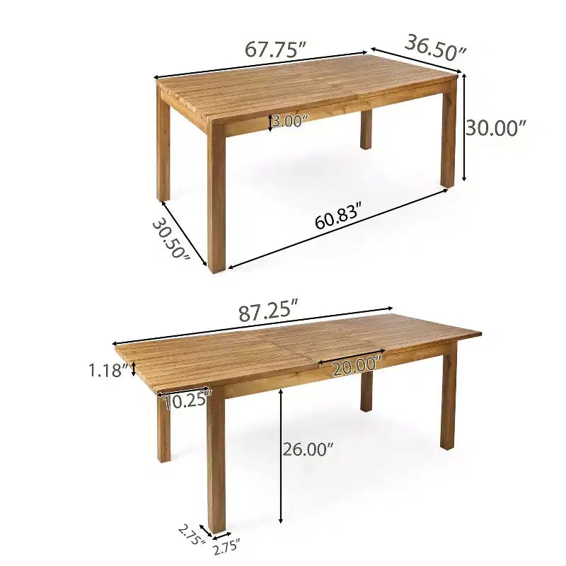 Ensemble de salle à manger d'extérieur 9 pièces Christopher Knight Home Edgewood en bois d'acacia et osier, teck/moka mélangé