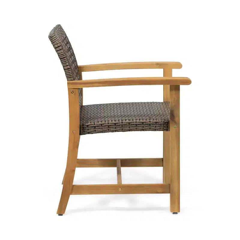 Ensemble de salle à manger d'extérieur 9 pièces Christopher Knight Home Edgewood en bois d'acacia et osier, teck/moka mélangé
