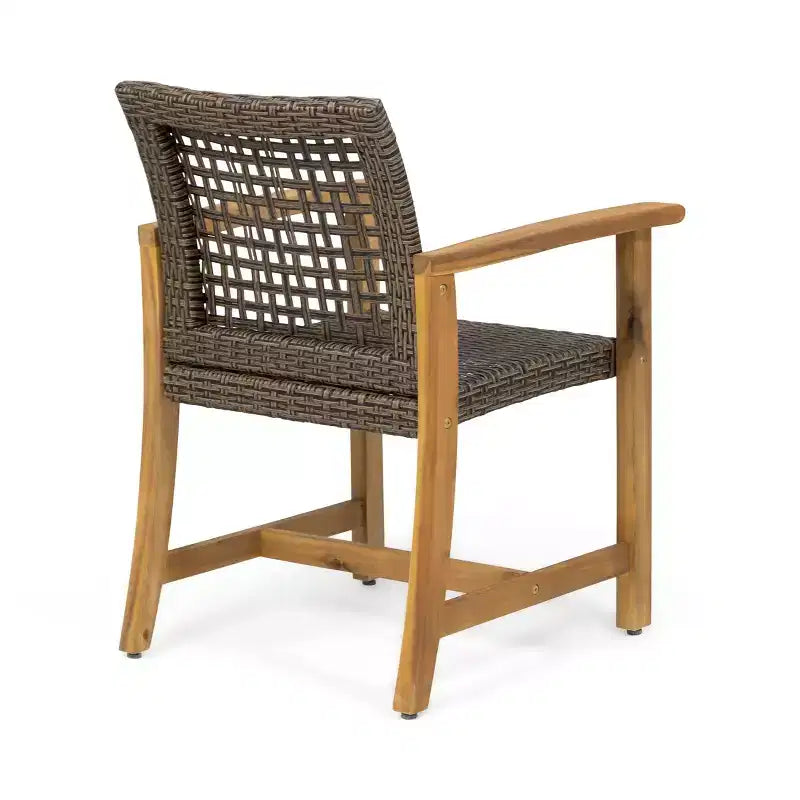 Ensemble de salle à manger d'extérieur 9 pièces Christopher Knight Home Edgewood en bois d'acacia et osier, teck/moka mélangé