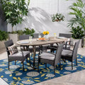 Christopher Knight Home Mason Outdoor Acacia Wood and Wicker 7 Piece Dining Set with Cushions