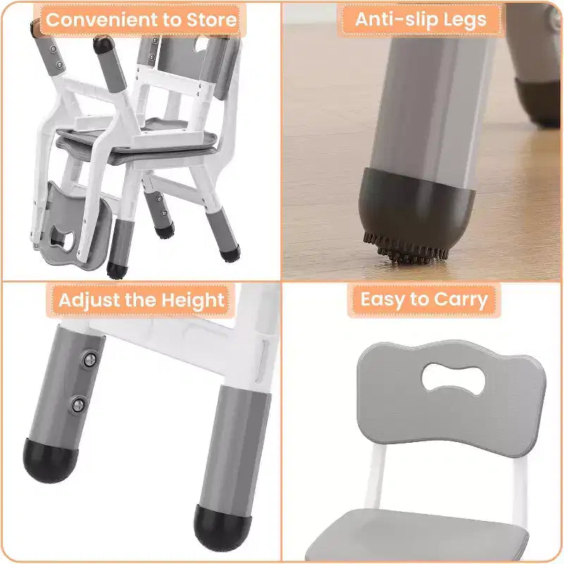 Chaises pour enfants, chaises d'école maternelle en plastique réglables sur 3 niveaux, charge maximale de 82 kg, pour enfants de 2 à 8 ans, pour la maison, l'école, l'intérieur/l'extérieur