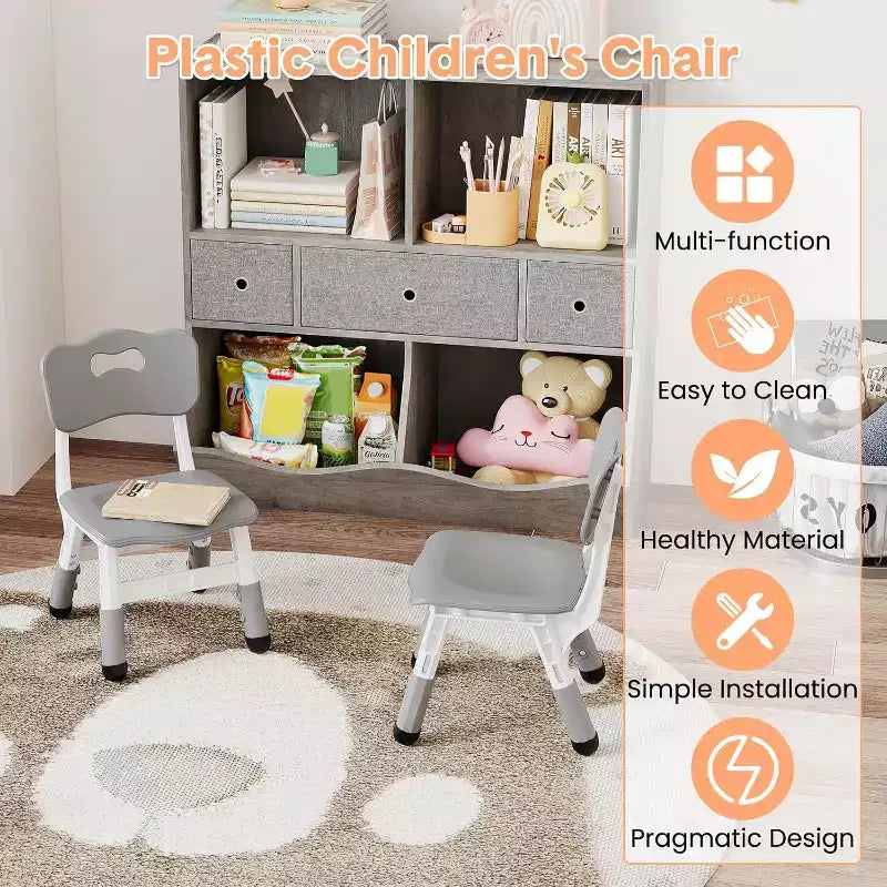 Chaises pour enfants, chaises d'école maternelle en plastique réglables sur 3 niveaux, charge maximale de 82 kg, pour enfants de 2 à 8 ans, pour la maison, l'école, l'intérieur/l'extérieur