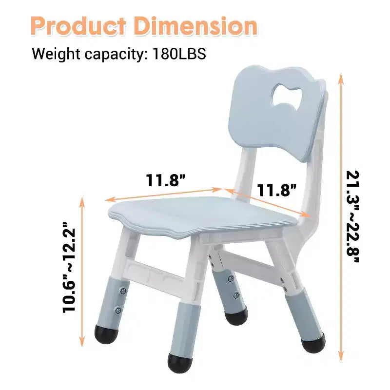 Chaises pour enfants, chaises d'école maternelle en plastique réglables sur 3 niveaux, charge maximale de 82 kg, pour enfants de 2 à 8 ans, pour la maison, l'école, l'intérieur/l'extérieur
