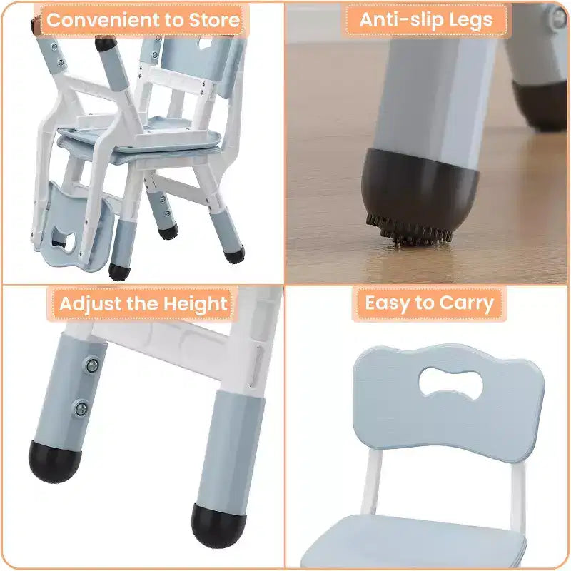 Chaises pour enfants, chaises d'école maternelle en plastique réglables sur 3 niveaux, charge maximale de 82 kg, pour enfants de 2 à 8 ans, pour la maison, l'école, l'intérieur/l'extérieur