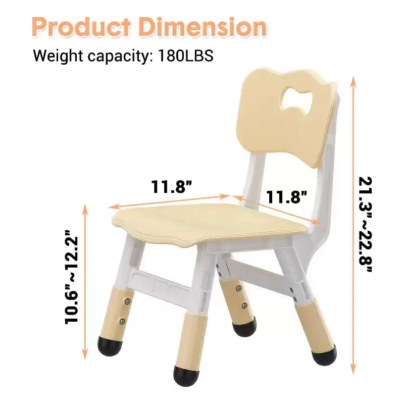 Chaises pour enfants, chaises d'école maternelle en plastique réglables sur 3 niveaux, charge maximale de 82 kg, pour enfants de 2 à 8 ans, pour la maison, l'école, l'intérieur/l'extérieur