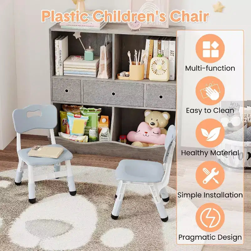 Chaises pour enfants, chaises d'école maternelle en plastique réglables sur 3 niveaux, charge maximale de 82 kg, pour enfants de 2 à 8 ans, pour la maison, l'école, l'intérieur/l'extérieur