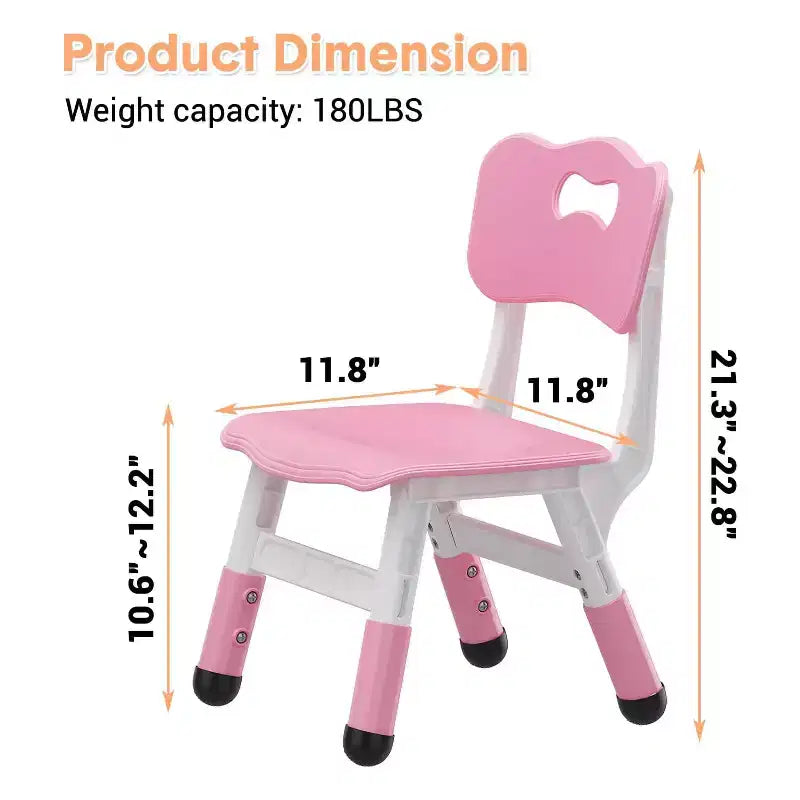 Chaises pour enfants, chaises d'école maternelle en plastique réglables sur 3 niveaux, charge maximale de 82 kg, pour enfants de 2 à 8 ans, pour la maison, l'école, l'intérieur/l'extérieur
