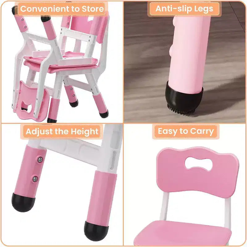 Chaises pour enfants, chaises d'école maternelle en plastique réglables sur 3 niveaux, charge maximale de 82 kg, pour enfants de 2 à 8 ans, pour la maison, l'école, l'intérieur/l'extérieur