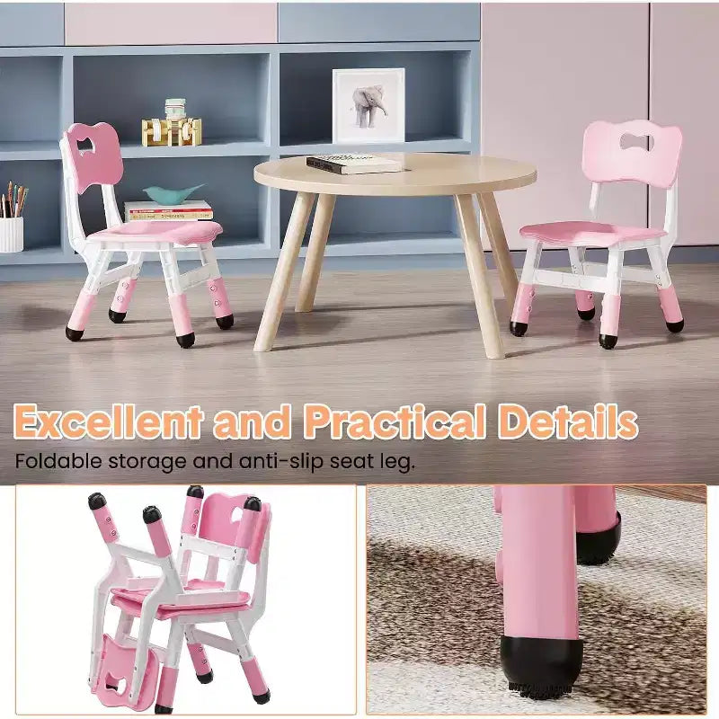 Chaises pour enfants, chaises d'école maternelle en plastique réglables sur 3 niveaux, charge maximale de 82 kg, pour enfants de 2 à 8 ans, pour la maison, l'école, l'intérieur/l'extérieur