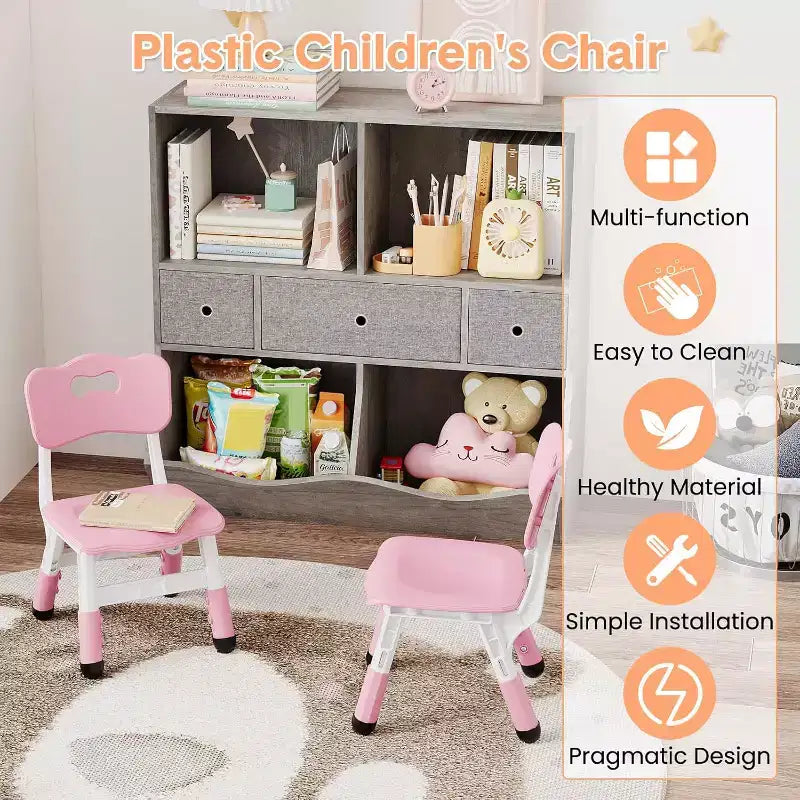 Chaises pour enfants, chaises d'école maternelle en plastique réglables sur 3 niveaux, charge maximale de 82 kg, pour enfants de 2 à 8 ans, pour la maison, l'école, l'intérieur/l'extérieur