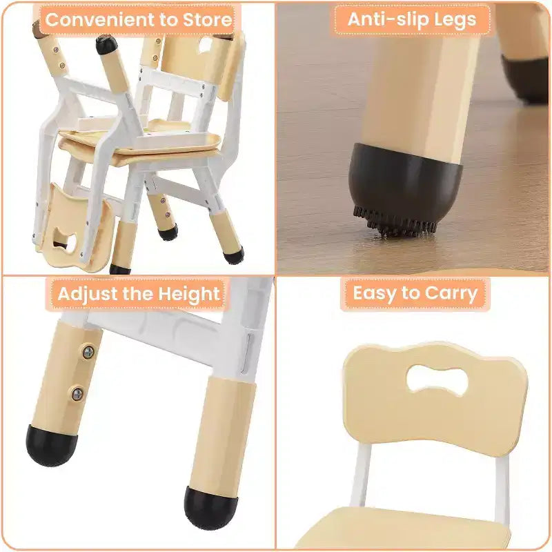 Chaises pour enfants, chaises d'école maternelle en plastique réglables sur 3 niveaux, charge maximale de 82 kg, pour enfants de 2 à 8 ans, pour la maison, l'école, l'intérieur/l'extérieur
