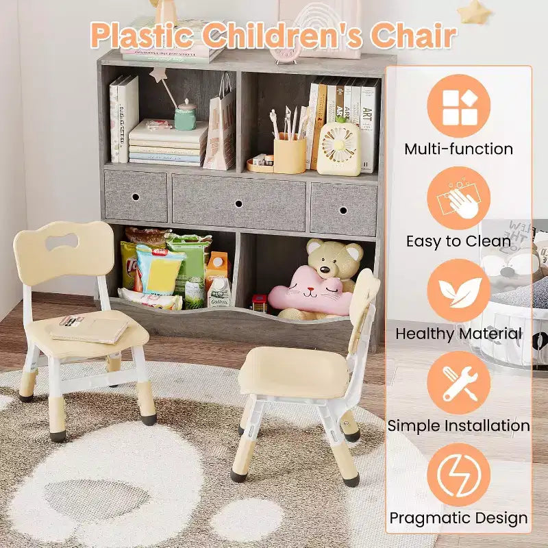 Chaises pour enfants, chaises d'école maternelle en plastique réglables sur 3 niveaux, charge maximale de 82 kg, pour enfants de 2 à 8 ans, pour la maison, l'école, l'intérieur/l'extérieur