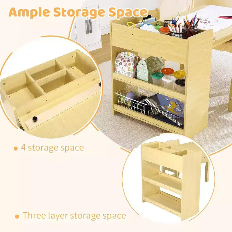 Meubles en Bois pour Enfants, Bureau d'Activité en Bois pour Bricolage pour Tout-Petits avec 2 Chaises, Utilisation en Crèche et en Salle de Classe, pour la Maison