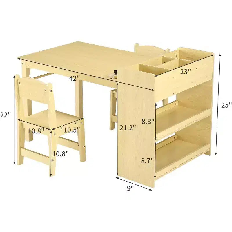 Meubles en Bois pour Enfants, Bureau d'Activité en Bois pour Bricolage pour Tout-Petits avec 2 Chaises, Utilisation en Crèche et en Salle de Classe, pour la Maison