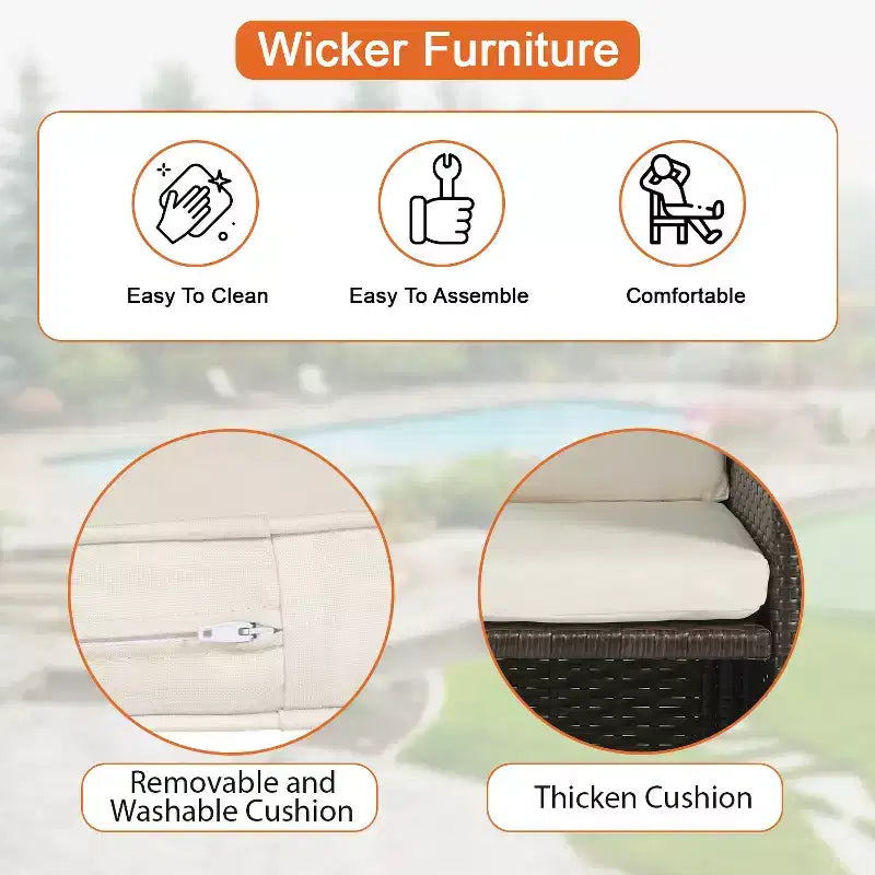 Ensemble de salle à manger FDW pour terrasse – Ensemble de mobilier d'extérieur 9 pièces avec table en verre, peu encombrant