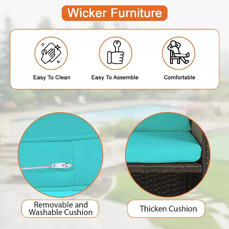 Ensemble de salle à manger FDW pour terrasse – Ensemble de mobilier d'extérieur 9 pièces avec table en verre, peu encombrant