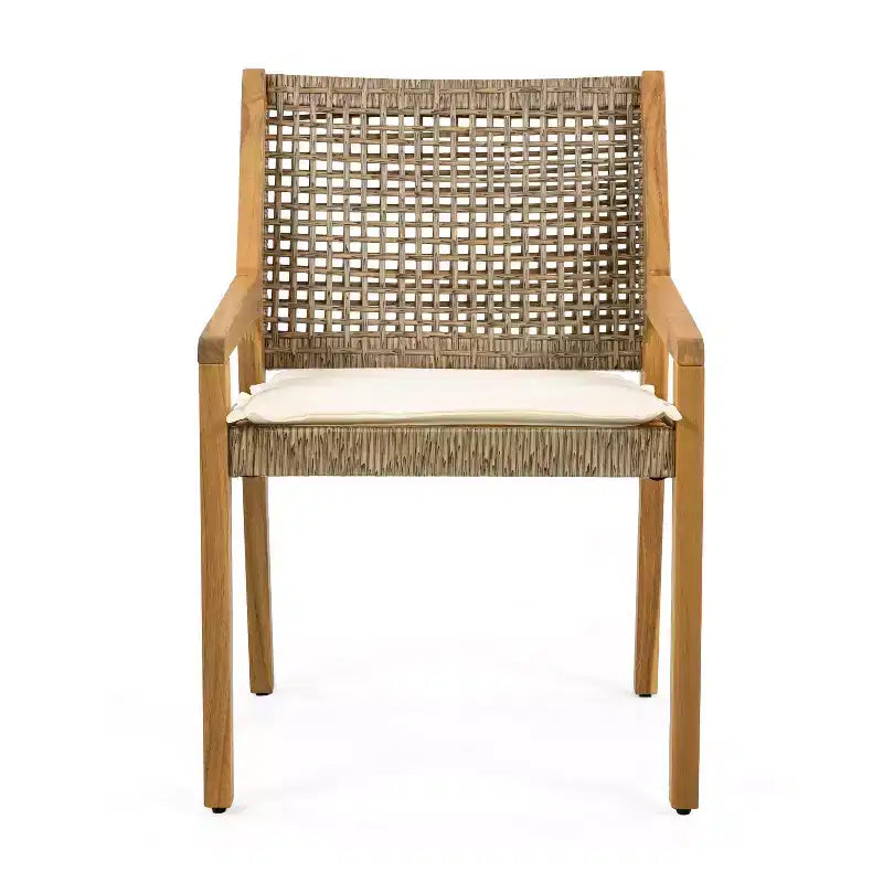 Christopher Knight Home Neva, ensemble de salle à manger d'extérieur 5 pièces avec table en bois d'acacia et chaises en osier