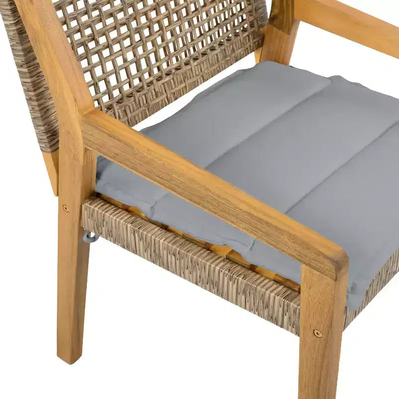 Ensemble de salle à manger d'extérieur industriel 5 pièces Neva de Christopher Knight Home en bois d'acacia et osier avec coussins