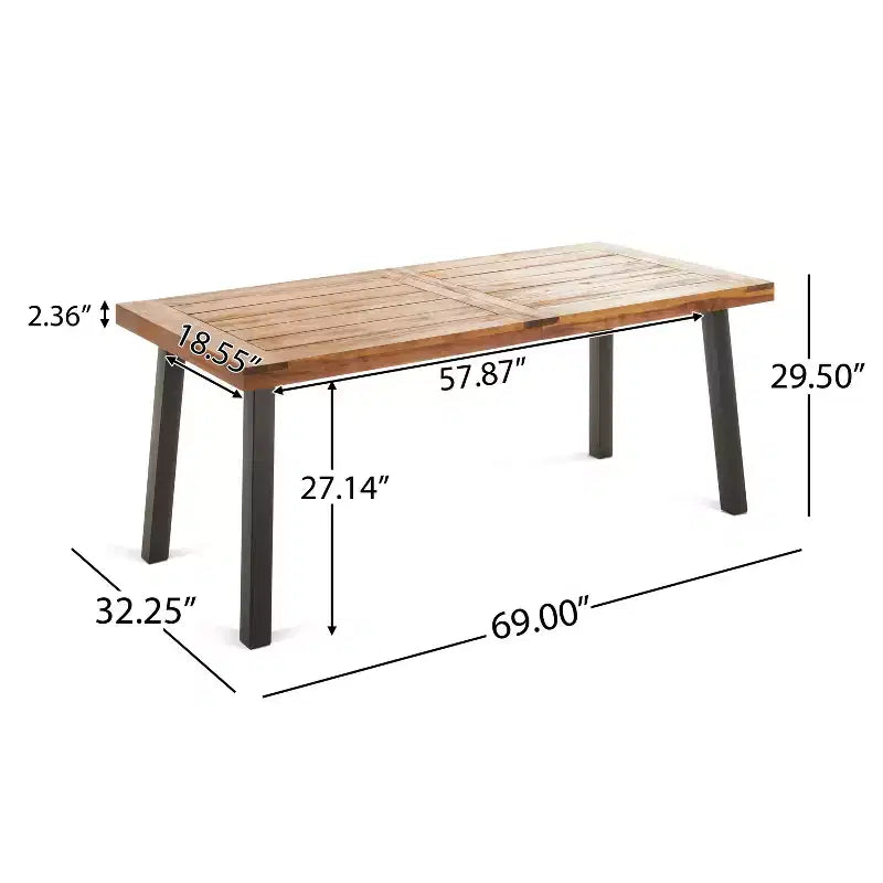 Ensemble de salle à manger d'extérieur industriel 5 pièces Neva de Christopher Knight Home en bois d'acacia et osier avec coussins