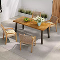 Christopher Knight Home Neva 5 Piece Industrial Outdoor Acacia Wood and Wicker Dining Set with Cushions