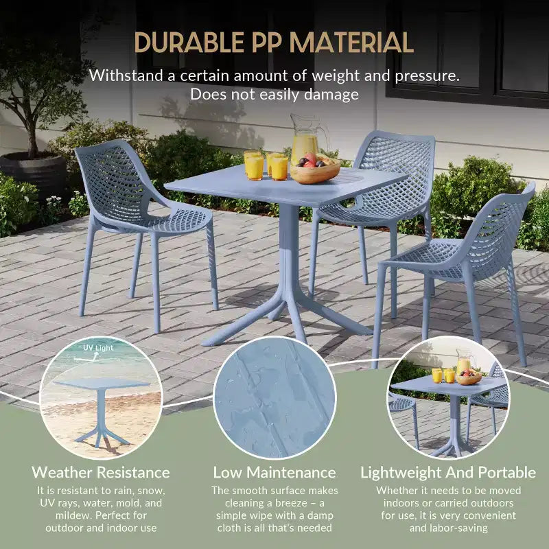 Ensemble table de salle à manger d'extérieur WestinTrends Playa Modern 5 pièces en résine avec chaises empilables