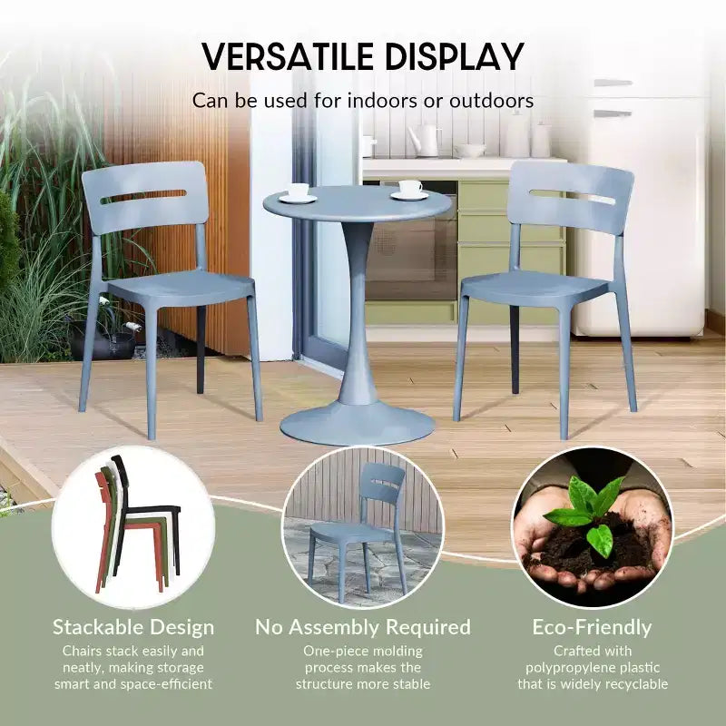 Ensemble table de salle à manger d'extérieur WestinTrends Playa Modern 5 pièces en résine avec chaises empilables