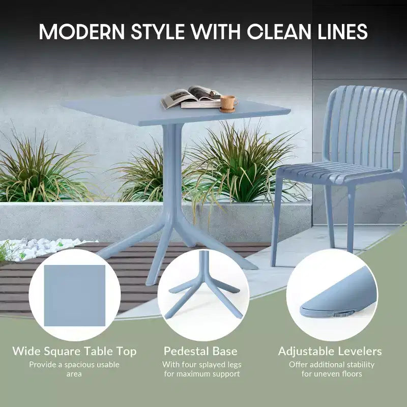 Ensemble table de salle à manger d'extérieur WestinTrends Playa Modern 5 pièces en résine avec chaises empilables
