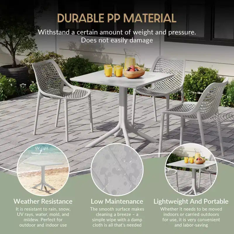 Ensemble table de salle à manger d'extérieur WestinTrends Playa Modern 5 pièces en résine avec chaises empilables