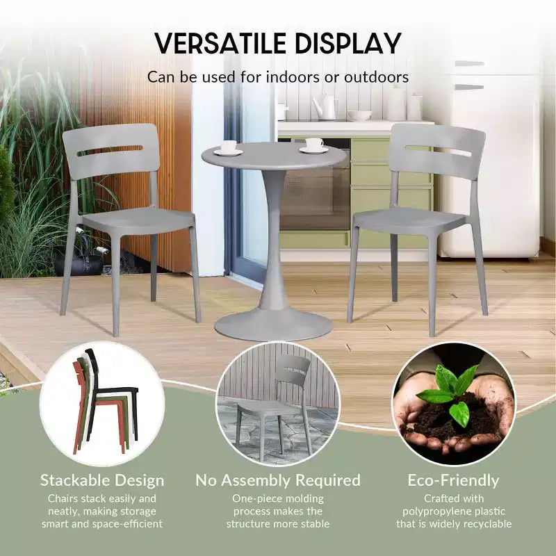 Ensemble table de salle à manger d'extérieur WestinTrends Playa Modern 5 pièces en résine avec chaises empilables